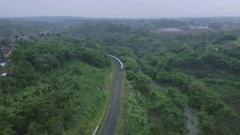 Aerial view of train 3 Stock Footage 291917003