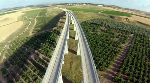 Aerial view of train bridge Video stock 37998199