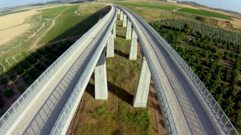 Aerial view of train bridge Stock Footage 38433663