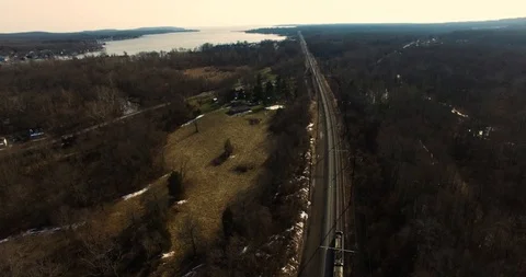 Aerial view of train Stock Footage
