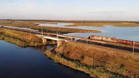 Aerial view of the train Stock Footage 116883409