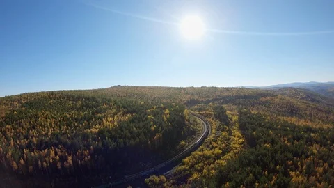 Aerial view of the train Stock Footage 123448174
