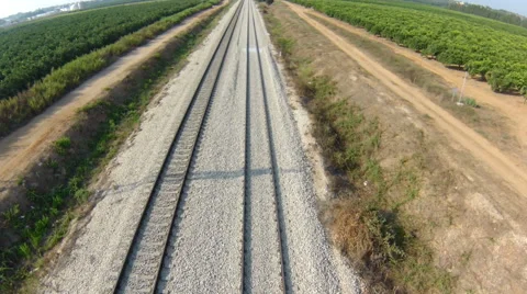 Aerial view of train rail close up Video stock 41737959