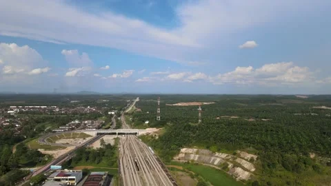 Aerial view of Train Station and City in Gemas, Negeri Sembilan. Stock Footage 152058958