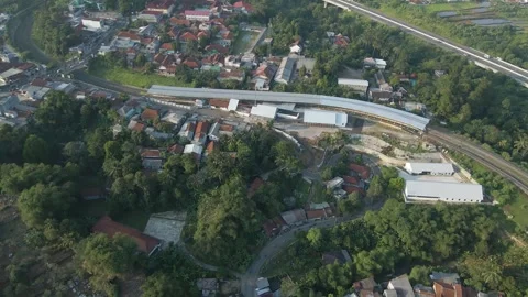Aerial view of train station Stock Footage 292048850