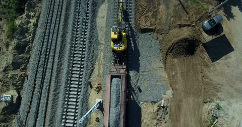 Aerial view of train tracks Stock Footage 116663014