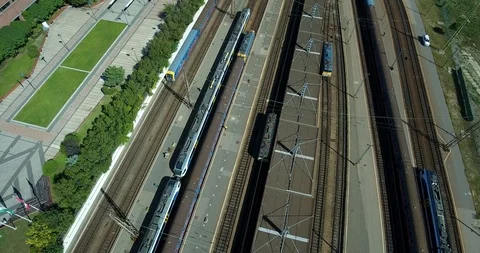 Aerial view of train tracks Stock Footage 116663422