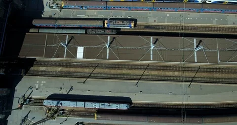 Aerial view of train tracks 動画素材 116663457
