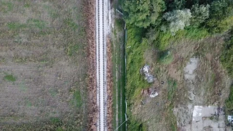 Aerial view of the train tracks Stock Footage 146543015