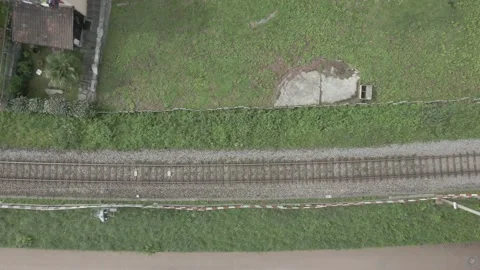 Aerial view of train tracks Stock Footage 158362276