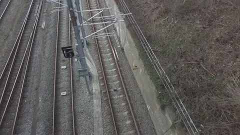 Aerial view of train tracks Stock Footage 169699300