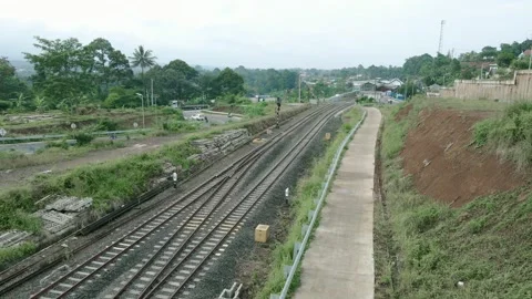 Aerial view of train tracks Stock Footage 291926449