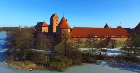 Aerial view of Trakai old castle and Galve lake, Lithuania - 004 動画素材 72965997
