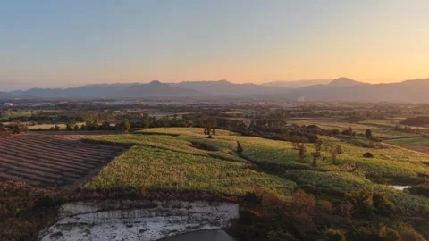 Aerial View of Tranquil Mountain Sunset Stock Footage 325686710