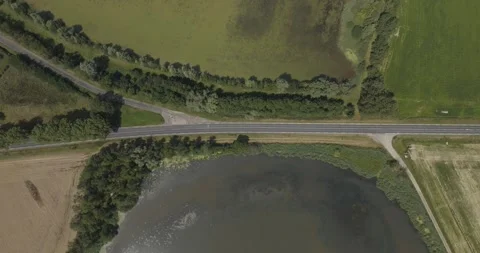 Aerial view of tranquil Parc des Oiseaux, France. Stockbeeldmateriaal 284842729