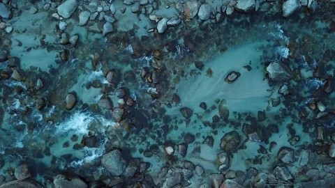 Aerial view of tranquil river in mountains flowing. Stock Footage 107085410