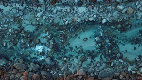 Aerial view of tranquil river in mountains flowing. Stock Footage 107085461