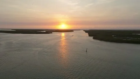 Aerial view of tranquil sunset over coastline, Mexico. Stock Footage 284848026