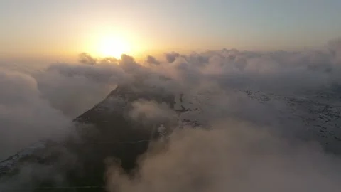 Aerial view of tranquil sunset over wetlands and clouds, Mexico. Stock Footage 284848197