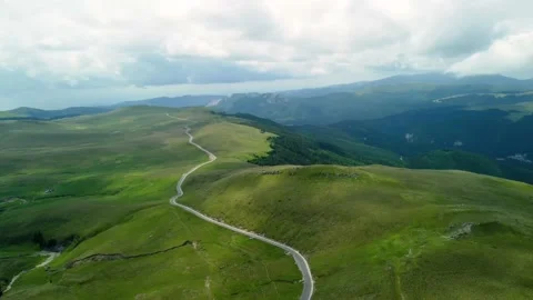 Aerial view of trans bucegi road in Bucegi national park in Romania Video stock 201443322