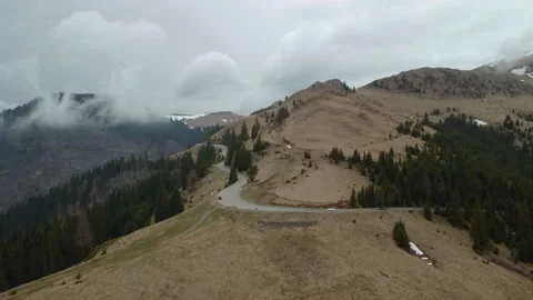 Aerial view of trans bucegi road in Bucegi national park in Romania Video stock 230306624