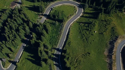 Aerial view of Transalpina mountain road Stock Footage 91832053