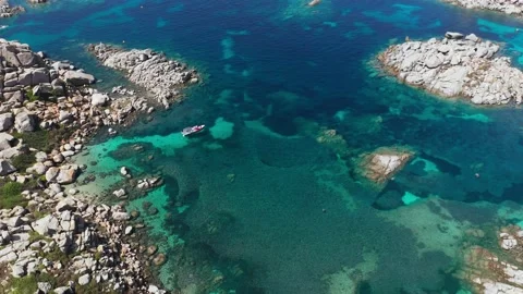 Aerial view of transparent, clean and blue mediterranean sea in a sunny summer 動画素材 156799720