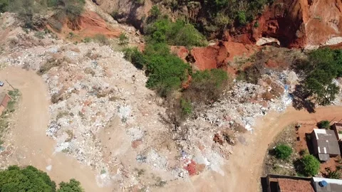 Aerial View Trash Dump Video stock 142098255