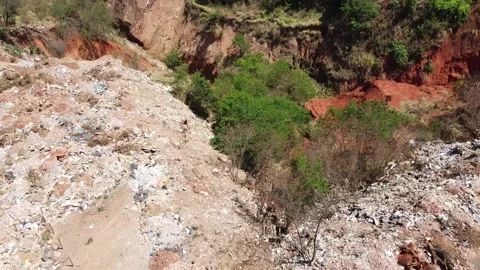 Aerial View Trash Dump Stock Footage 142098257