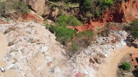 Aerial View Trash Dump Video stock 142098631