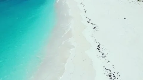 Aerial View of Treasure Cay Beach and Cays, Abaco, Bahamas Stock Footage 135998063