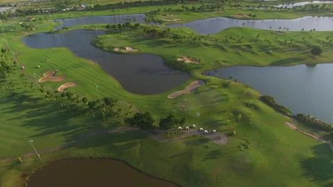 Aerial view of tree lined Golf Course Stock Photos
