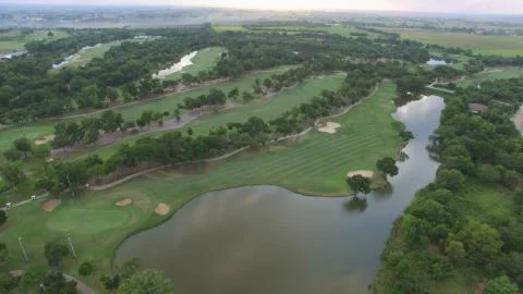 Aerial view of tree lined Golf Course Stock Photos