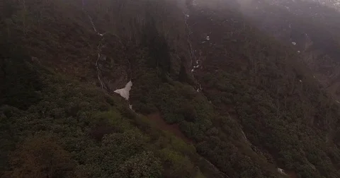 Aerial View of Tree-Lined Mountains Stock Footage 81002421