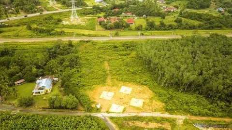 Aerial view of trees growing among Palm Trees,Port Dickson,Malaysia Stock Footage 112614734