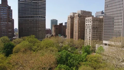 Aerial view of trees from Rittenhouse square day 4k Stock Footage 127404227