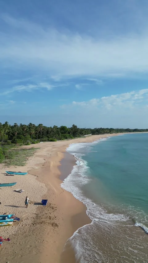 Aerial View of Trincomalee Which is Sri Lanka's Coastal Gem with Fisherman Stock Footage 285086876