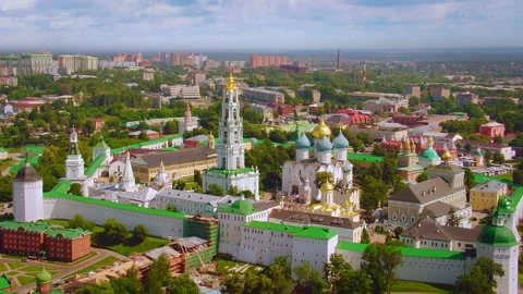 Aerial view of the Trinity Lavra of St. Sergius in Russia Stock Footage 337008092