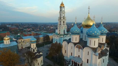 Aerial view Trinity-St. Sergius Lavra in Sergiev Posad Stock Footage 83257055