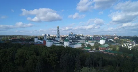 Aerial View Trinity-St. Sergius Lavra In Sergiev Posad city, Russia 4K Stock Footage 95316277