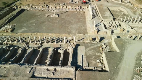 Aerial view of Tripolis on the Meander Ancient City in Denizli City, Turkiye Stock Footage 289862227