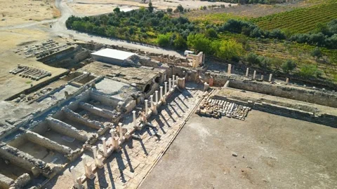 Aerial view of Tripolis on the Meander Ancient City in Denizli City, Turkiye Stock Footage 289862229