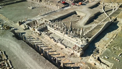 Aerial view of Tripolis on the Meander Ancient City in Denizli City, Turkiye Stock Footage 289862264