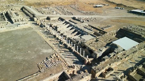 Aerial view of Tripolis on the Meander Ancient City in Denizli City, Turkiye Stock Footage 289862267