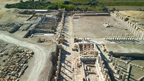 Aerial view of Tripolis on the Meander Ancient City in Denizli City, Turkiye Stock Footage 289862272