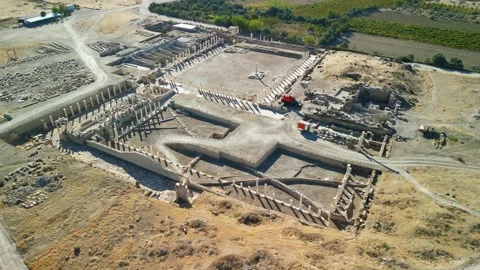 Aerial view of Tripolis on the Meander Ancient City in Denizli City, Turkiye Stock Footage 289862324