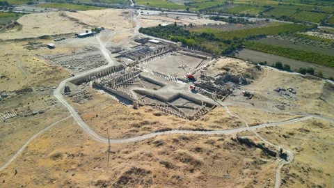 Aerial view of Tripolis on the Meander Ancient City in Denizli City, Turkiye Stock Footage 289862343