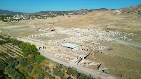 Aerial view of Tripolis on the Meander Ancient City in Denizli City, Turkiye Stock Footage 289862358