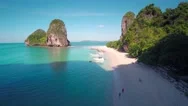 Aerial View On Tropical Beach And Rocks 4K Stock Footage