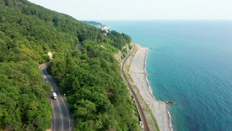 Aerial view of tropical beach and turquoise clear sea water with small waves and Vidéo 157440045